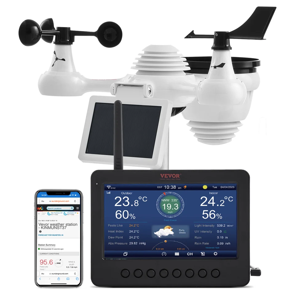 7-in-1 Solar Powered Wi-Fi Weather Station