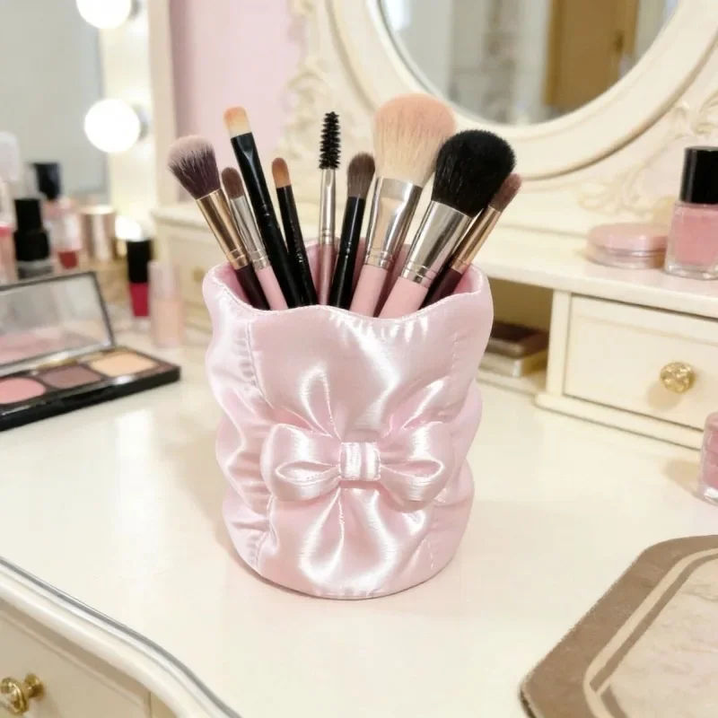 3D Printed Bow Makeup Brush Holder Cosmetic Brush Storage Cup Portable MakeUp Organizer Pouch Desk Beauty Tools Container Boxs