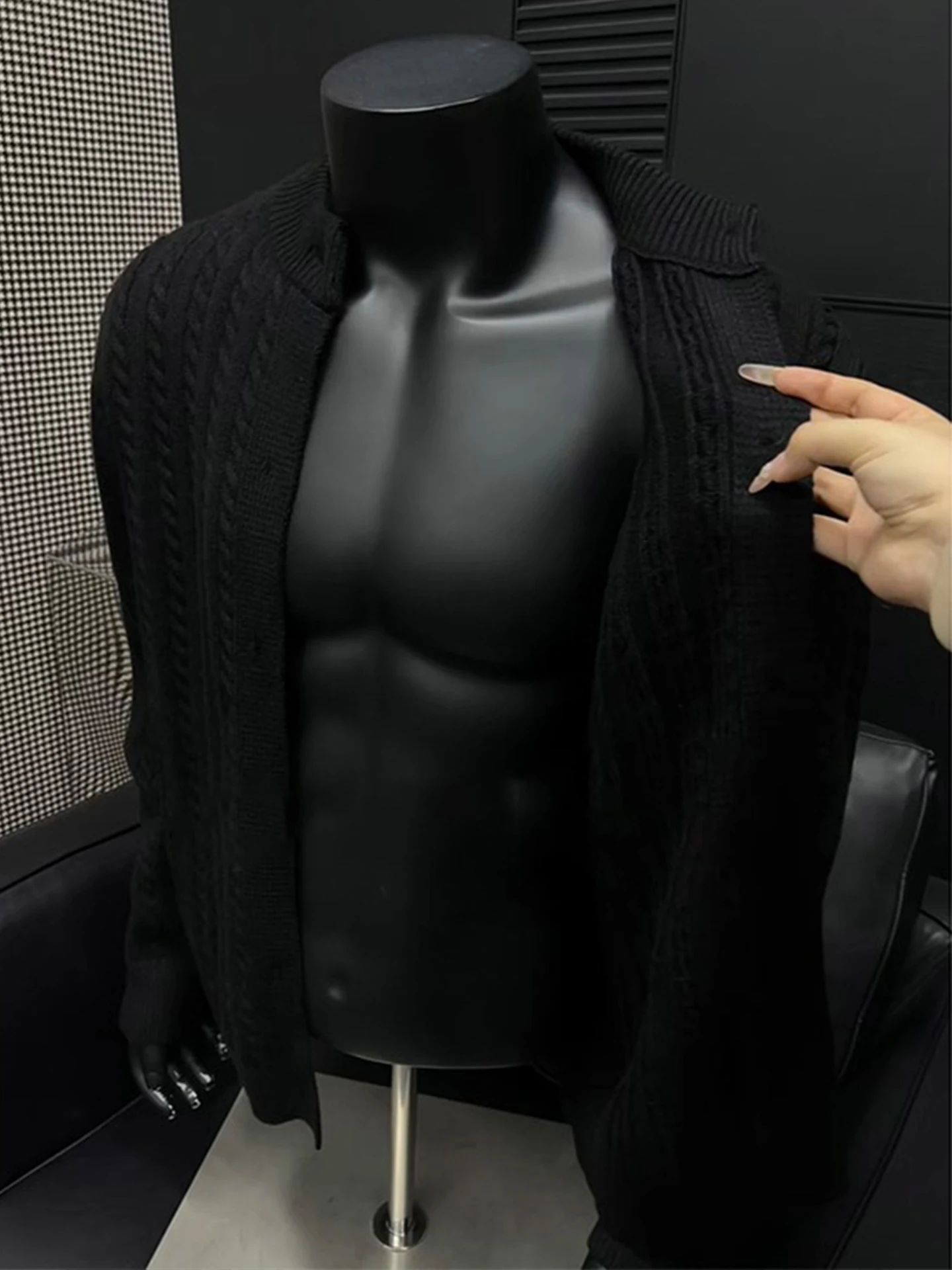 

Мужской вязаный кардиган Bla Tweed в американском ретро-стиле, осенний, мягкий, из полиэфирного волокна, с V-образным вырезом, длинный рукав