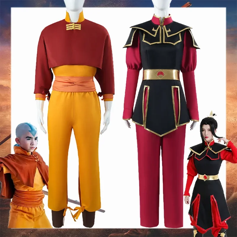 男性と女性のためのエアベンダーコスプレ衣装,アニメのアバター,ハロウィンカーニバルスーツ,ロールプレイウェアセット