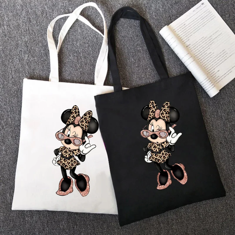 Y2K Disney Minnie Mouse  Shopping Bag Graphic Tote Harajuku Shopper Bag Women Canvas Shoulder Bag Female Ulzzang Funny Eco 90s