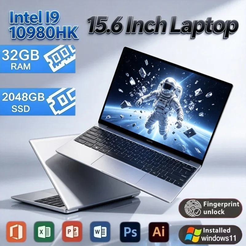 15.6 Inch Full‑Feature Laptop Intel Core I9‑10980HK 32GB RAM 2TB SSD Windows 11 Portable Notebook For Daily Home‑Office Mix Use