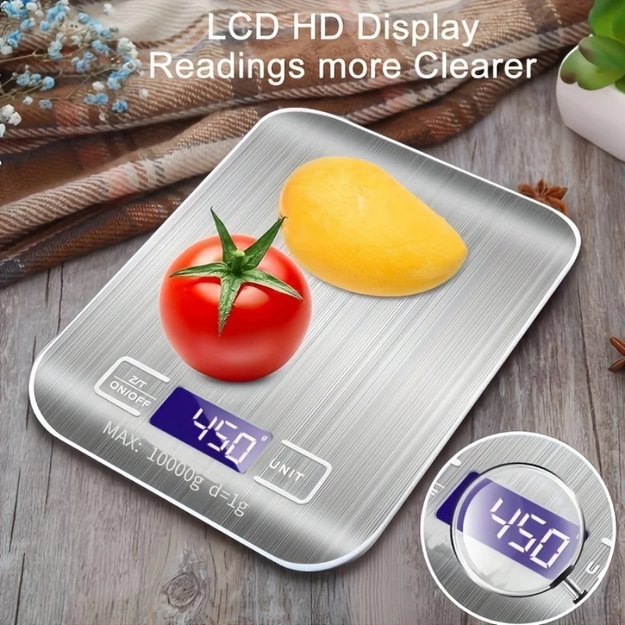 10kg/1g Multi-functional kitchen electronic scale Portable food scale Stainless steel table scale Battery version