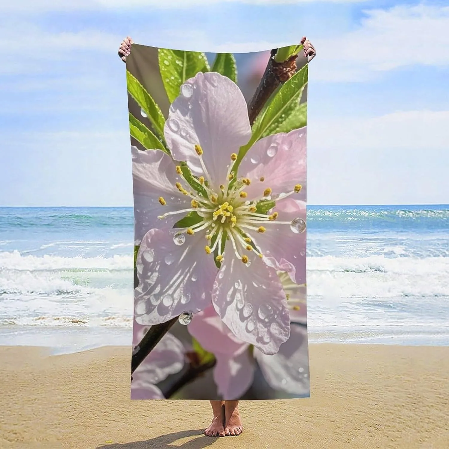 

Flowers pattern Beach Towel for Family stuffs friends Gift Quick-Dry Sand free For Bath Yoga Tourism Beach Camping Swimming GYM