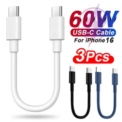 1-3PCS Short 30cm Type C to USB C Cable Fast Charging Power Bank Data Cord for iPhone 15 16 Samsung Xiaomi Phone USBC Data Cable