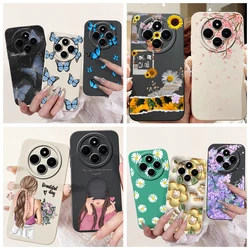 For Redmi 14C 4G Case Fashion Girl Flower Butterfly Soft Silicone Bumper Back Cover for Xiaomi Redmi 14R 14 C Poco C75 Funda Bag