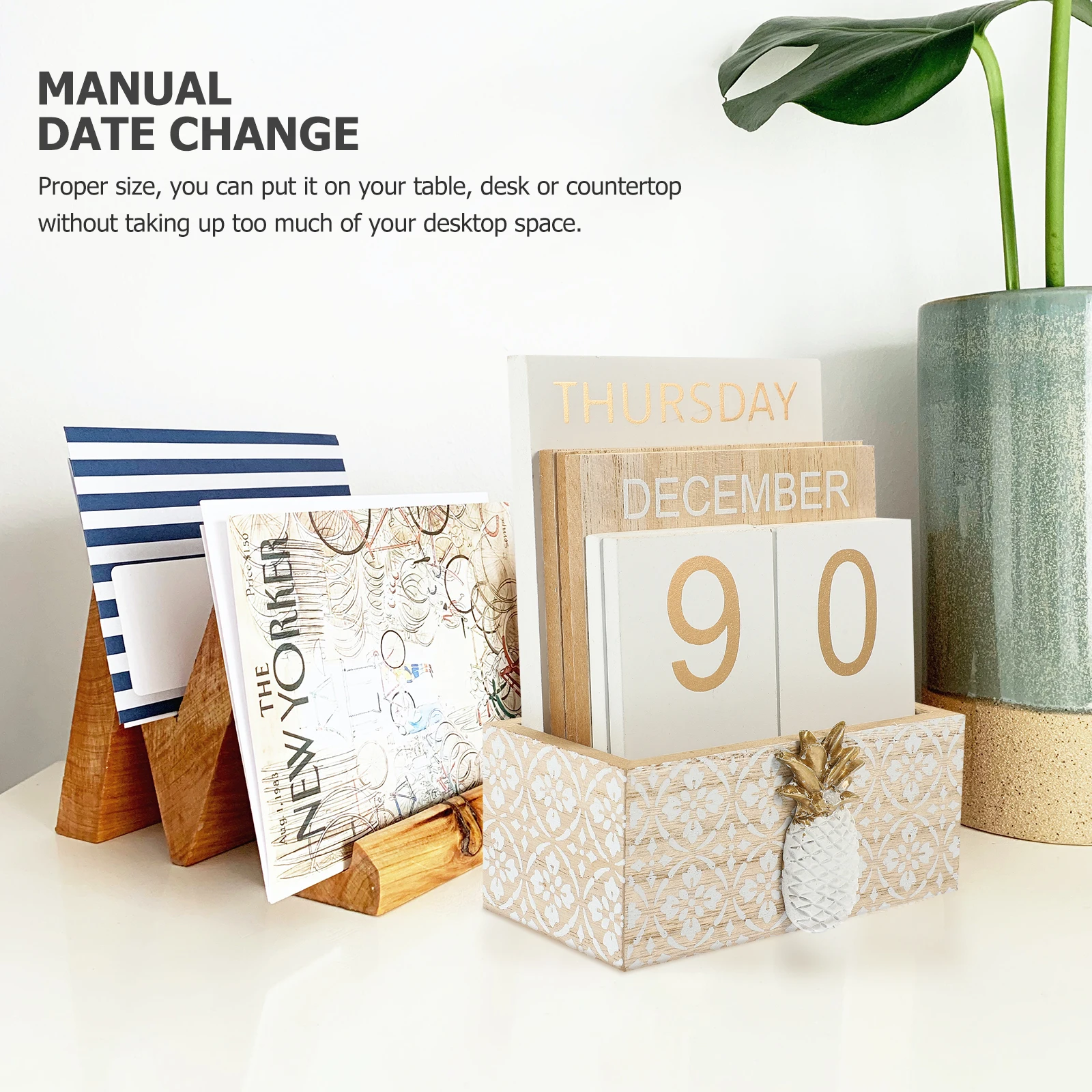 

Wooden Cube Calendar Desktop Perpetual Month Date Display Reusable Office Decor Tabletop Home Hotel Shop Decoration Large Size