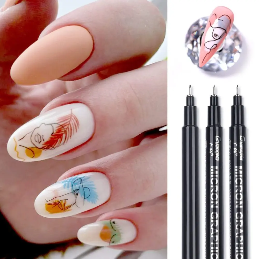 New Quick Drying Nail Art Paintbrush With Ultra-fine Drawing Lines Edges Painting 3D Marker Pen Waterproof Acrylic Graffiti Pen