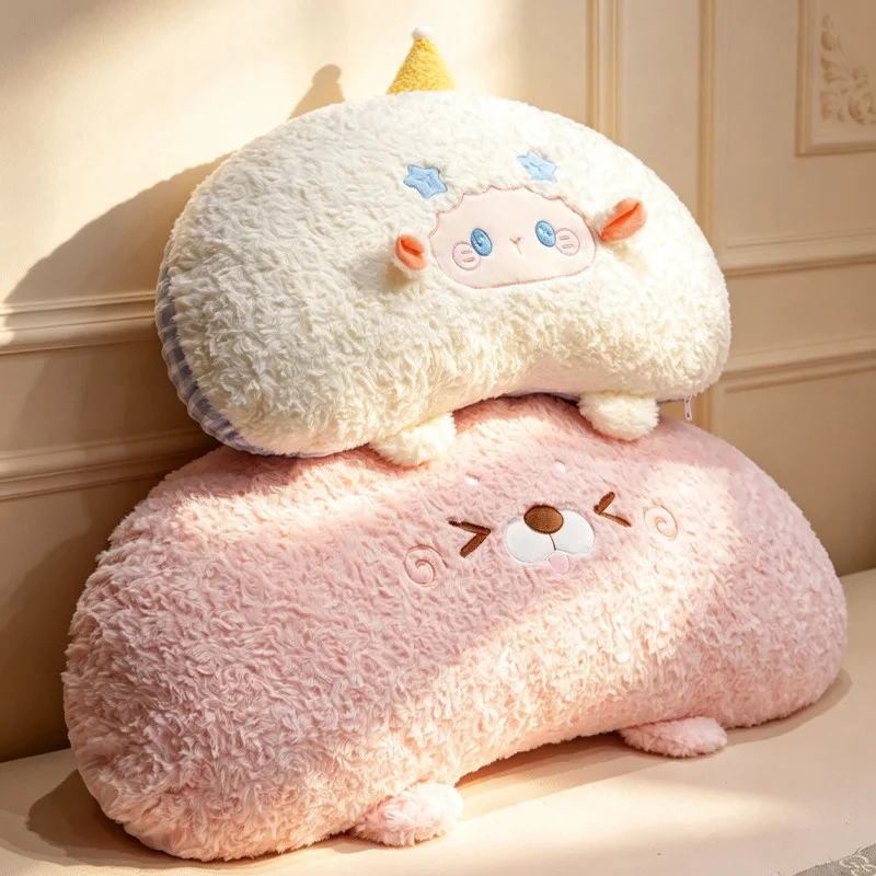 

Cute Double-Sided Animal Pillow 3 Styles Bunny, Cat and Sheep, Soft Fluffy Plush Cushion for Bed, Sofa, Back Support .