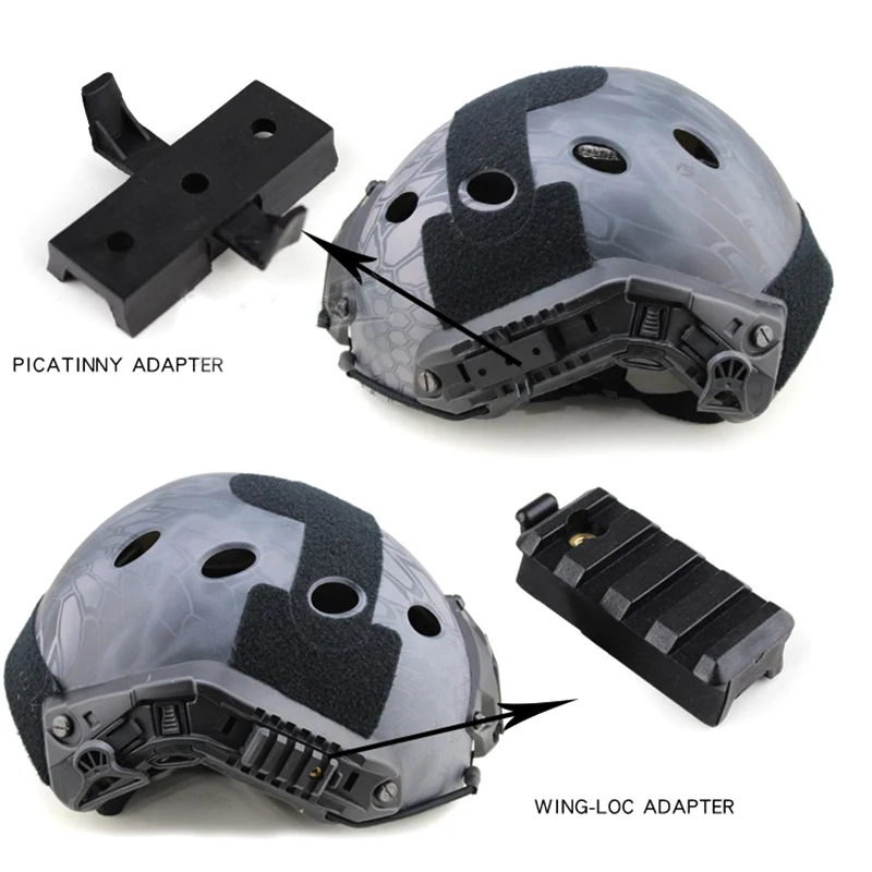 Airsoft Fast Helmet Accessories-Multifunctional Device Adapter,Picatinny Adapter & Wing-Loc Adapter,Nylon Rope for Guide Rails