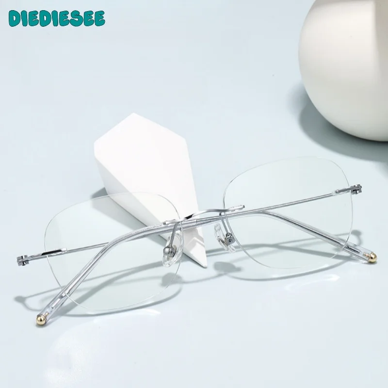DIEDIESEE جديد إطار نظارات بدون إطار من التيتانيوم الخالص خفيف للغاية للرجال والنساء إطار نظارات طبية بصرية WT0007-40 #1