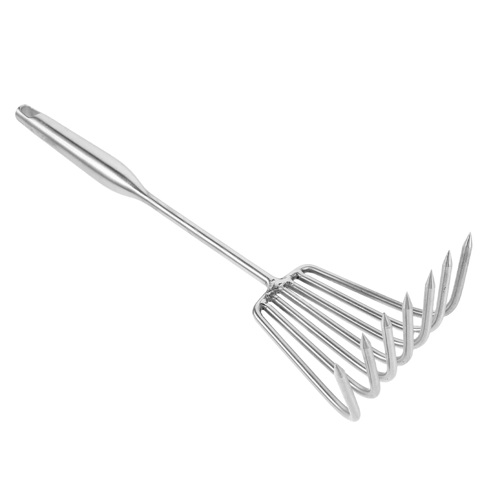 Stainless Steel Clam Rake 7-Tine Handheld Claw Rake Long Handle Clam Digging Tool Beach Sand Shell Collecting Garden Soil