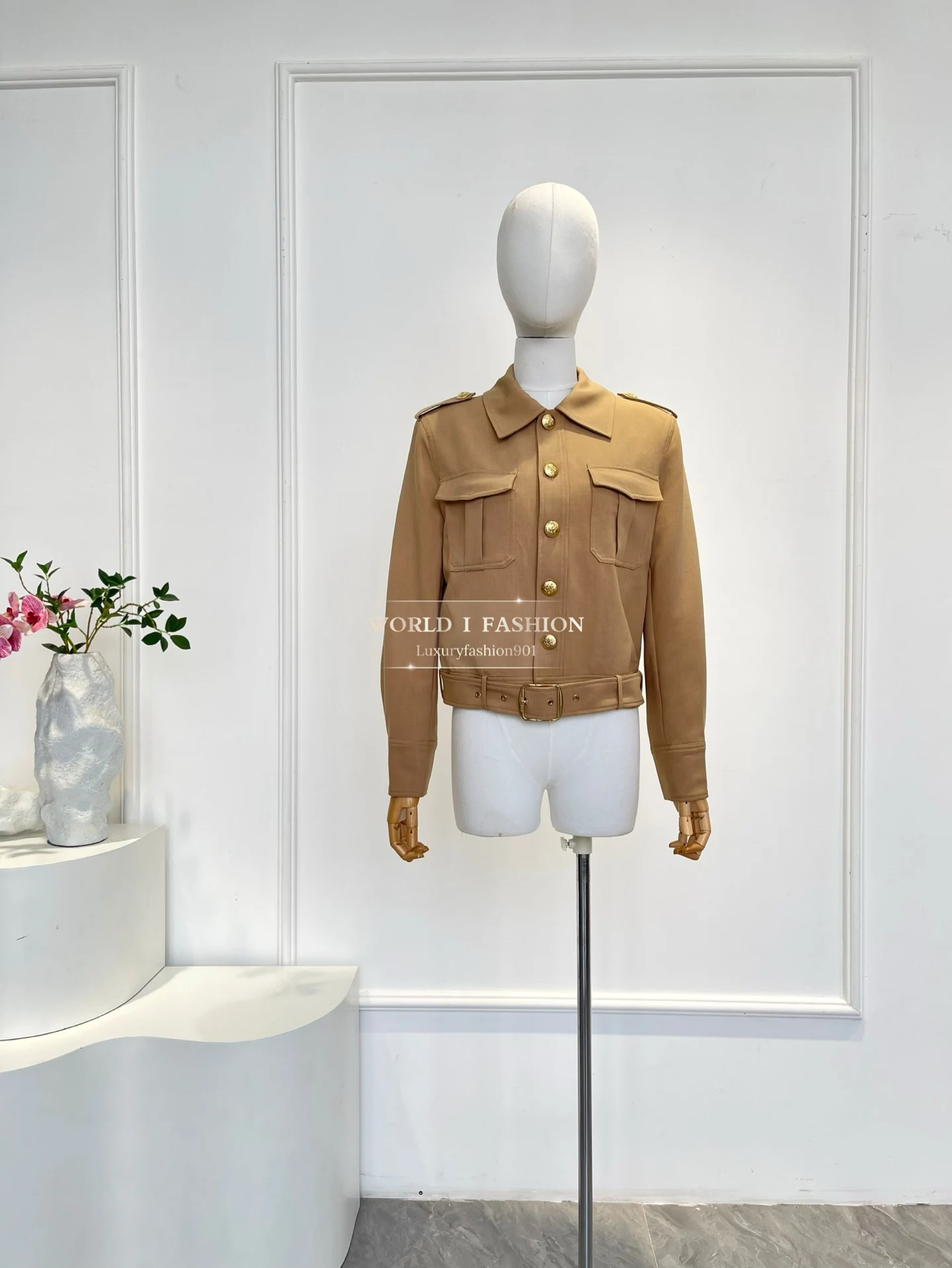 

2025 New Women Fashion Camel Long Sleeve Work Wear Jacket Tops