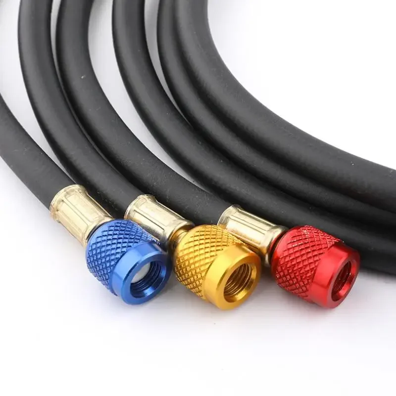 3Pcs HVAC Air Condition Refrigerant Charging Hoses 4000psi Burst/800psi Max Rubber Material R22R134 1/4'' SAE Charging Hose Set