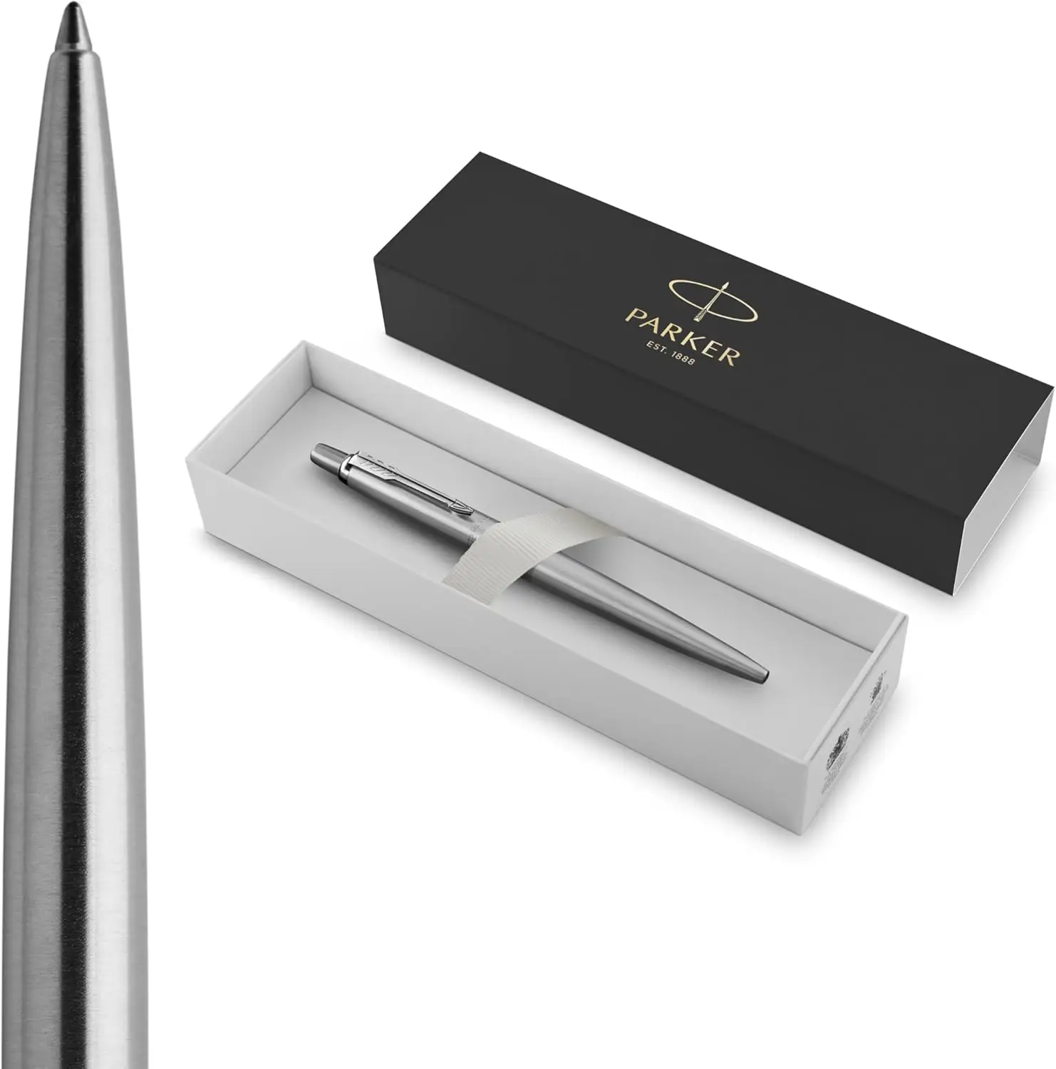 

Smooth Writing Stainless Steel Ballpoint Pen, Medium Point Blue Ink, Sleek Professional Desk Essential