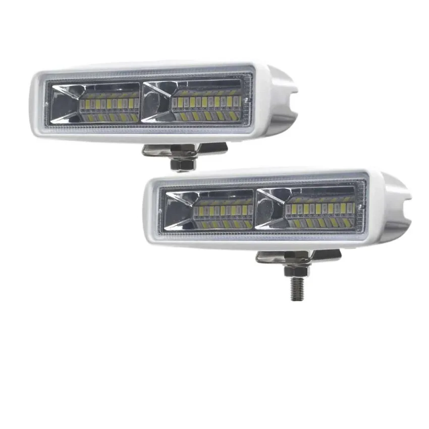 12V 18W Dual Color White Blue LED Marine Work Light 316 Stainless Steel Bracket Boat Search Lamp For Yacht Truck Offroad