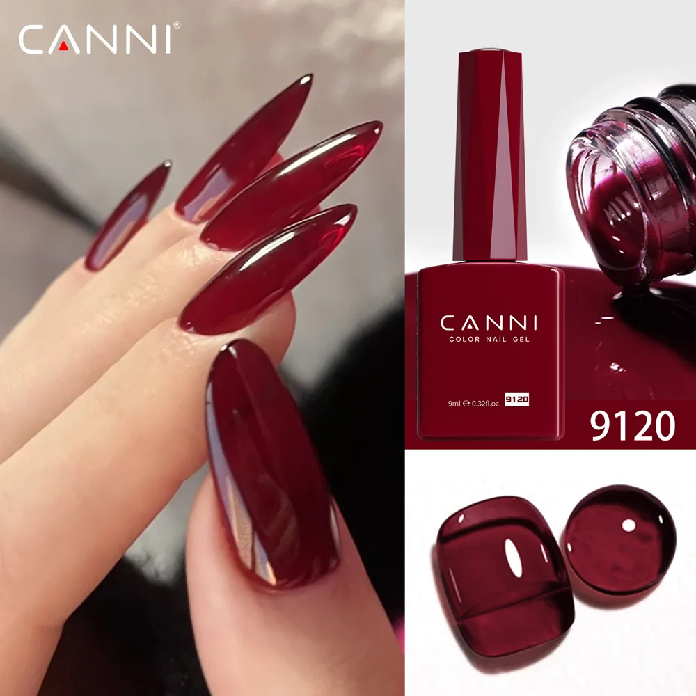 CANNI Gel Nail Polish #9120 Deep Red Color HEMA FREE TPO FREE Soak Off UV LED Long Lasting High Pigment Nail Salon Manicure Gel