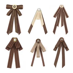 Brown Ladies Party Long Adjustable Bow Tie Womens Girl Necktie Bowtie female ribbon Women Ties