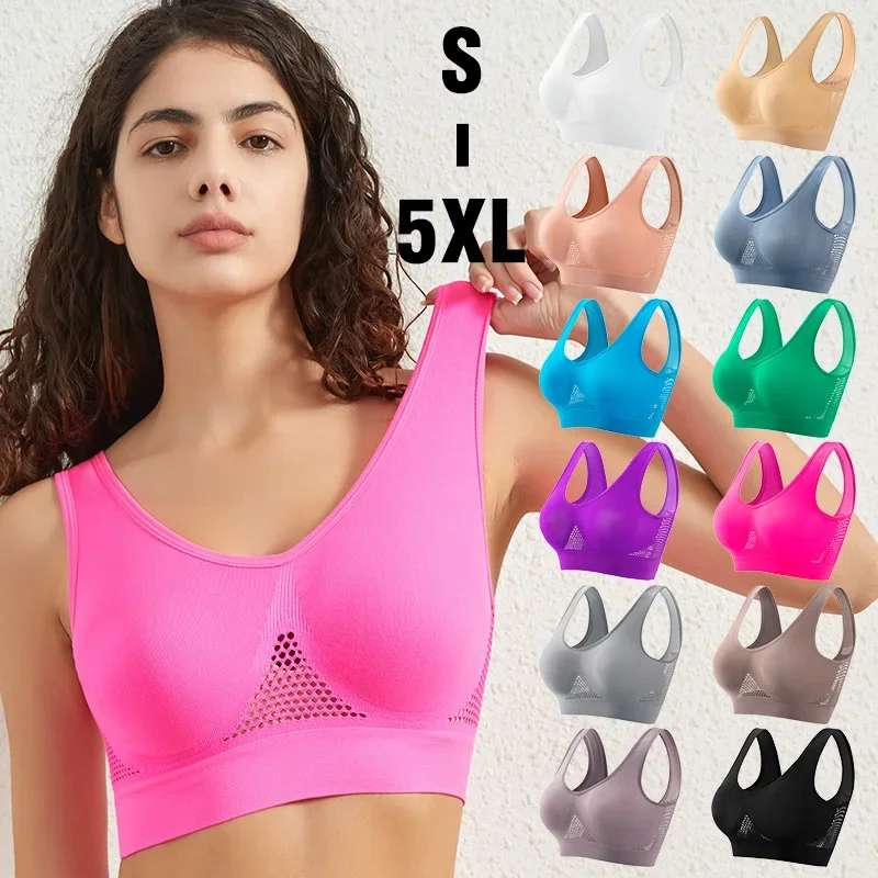 

M-5XL Women Bras Push Up Hollow Breathable Sports Bra Female Unwired No Pads Crop Top Girls Sexy Lingerie Brassiere