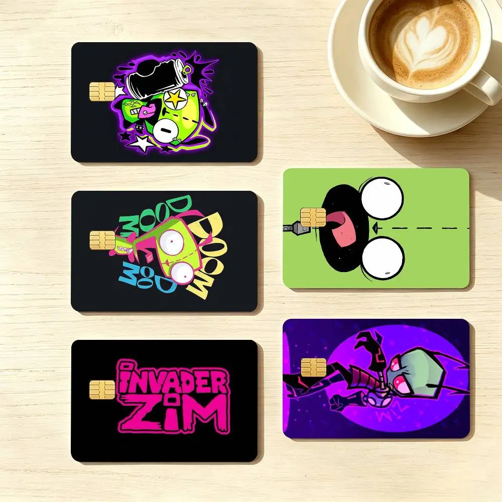 Cartoon Invader Zim Gir  Credit Card HD Stickers Game Card Decal Small Chip Waterproof Sticker Gift