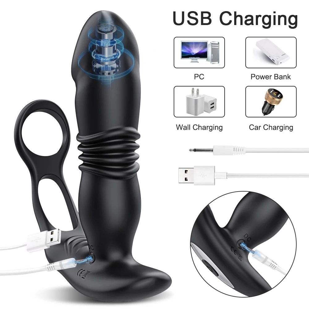 Male Thrusting Prostate Massager Bluetooth APP Vibrator for Men Gay Anal Plug Wireless Remote Butt Plug Sex Toy for Couples