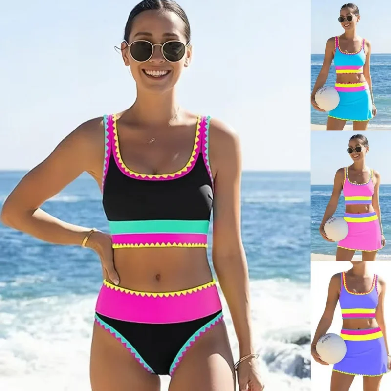 

New bikini swimsuit for women, sexy tight-fitting three-piece set with straps, separate swimsuit