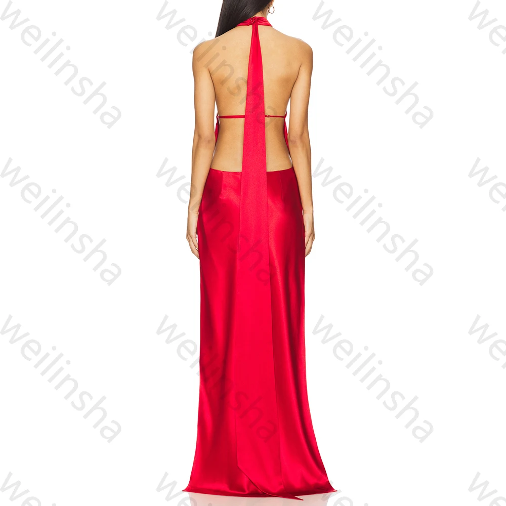 Maßgeschneiderte elegante schulterfreie ärmellose Abendkleider Sexy rückenfreies Promi-Kleid mit seitlichem Schlitz Hochwertige Abschlussball-Party-Kleider – Detail 2
