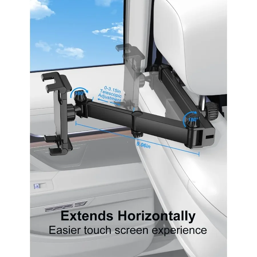 Soporte para tableta para reposacabezas de coche, asiento trasero para iPad, soporte plegable para asiento trasero, Compatible con teléfonos de 5,115,6 pulgadas, tabletas, viajes en carretera