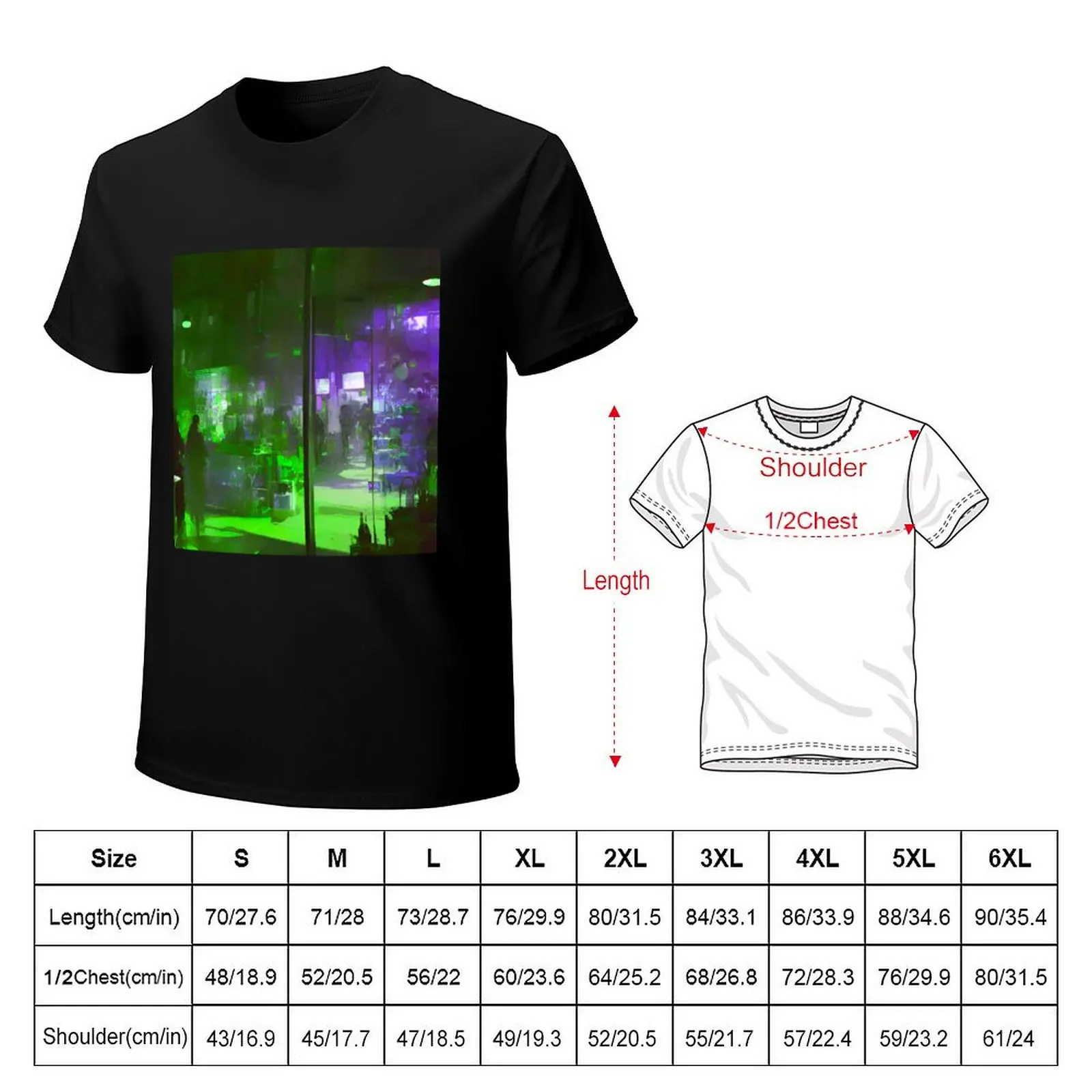 Enchanted Urban Oasis: Green and Purple Street Scene Pattern T-Shirt man t shirts graphic T-Shirt