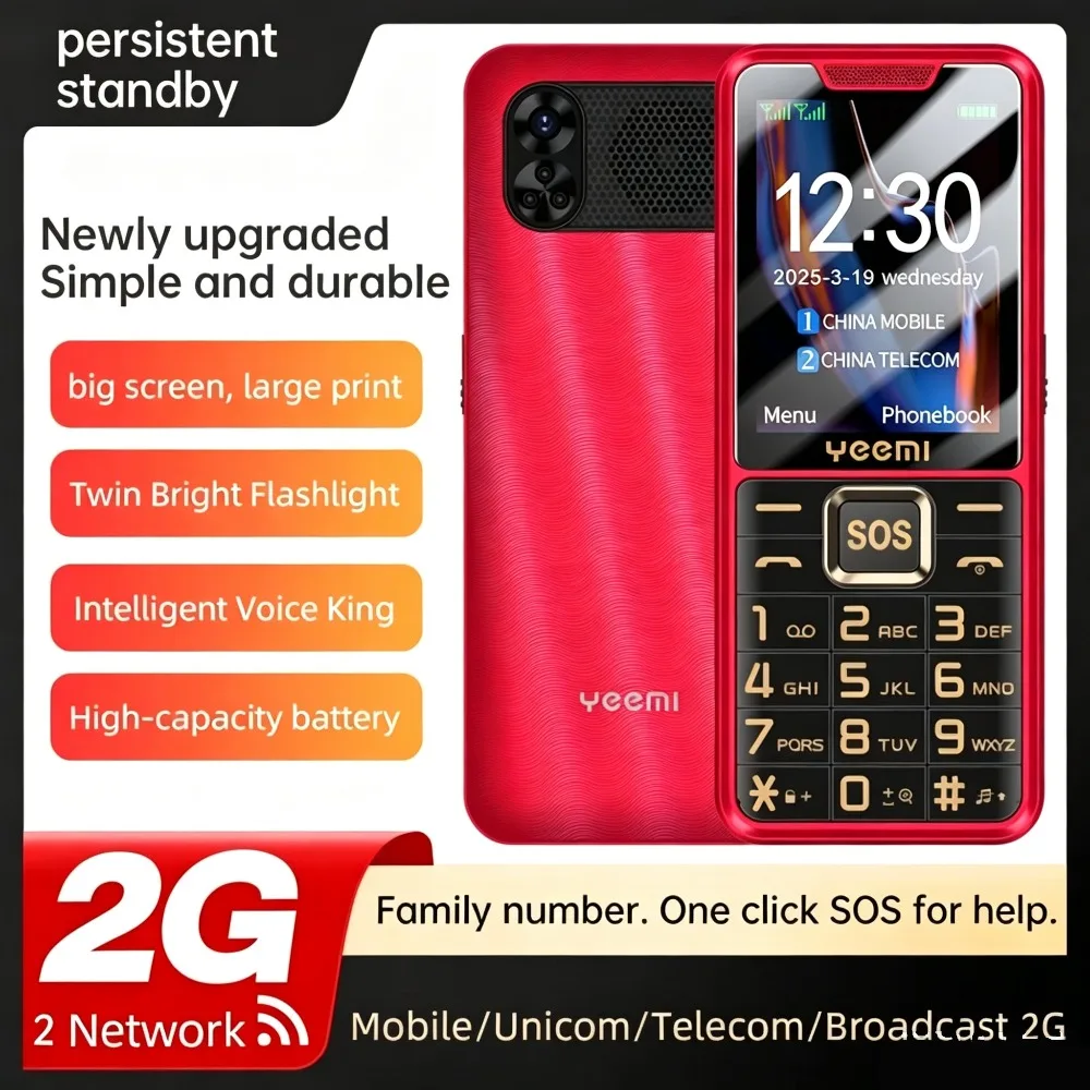 YEEMI K3 UNIWA  2G Feature Keypad Phone 2.4 Inch Sereen Dual SIM Card MAX 32GB 2500mAh FM SOS Big Button Button BT Phone