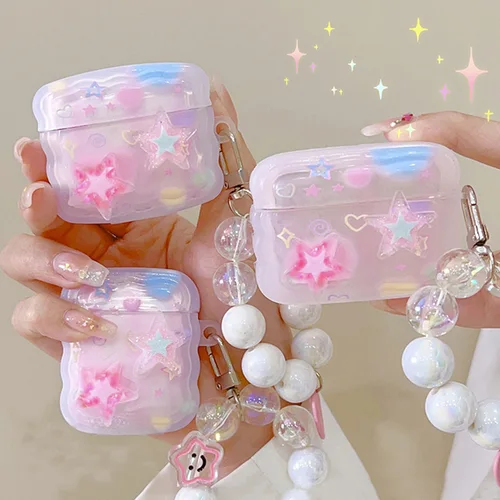 에어팟 1/2 보호 케이스에 적합한 3D 스타 디자인, 에어팟 3 세대 프로 2 세대 1 2 3 핑크 하트 