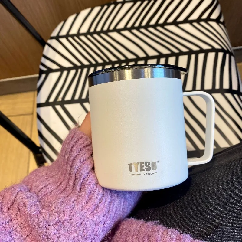 Tyeso 400ML Stainless Steel with Lid Insulated Coffee Cup for Office Home Water Bottle Office Home Portable Thermal Tea Mug