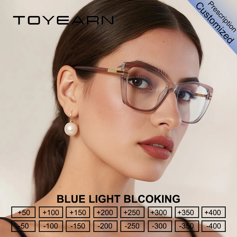 

TOYEARN очки для чтения «кошачий глаз» для женщин, настраиваемая оптическая оправа для очков по рецепту, элегантный дизайн, близорукость и дальнозоркость