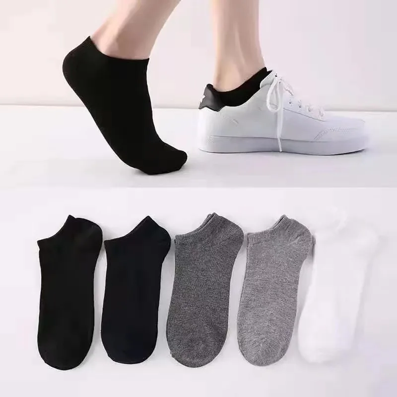 

5 Pairs Socks Sweat Absorbing and Deodorant Breathable Boat Socks Low Top Shallow Mouth Sports and Leisure Couple Socks