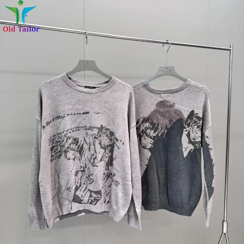 24SS Latest ERD Digital Print Embrace Girls Wool Crew Neck Sweater Best Quality Mens Casual Loose Wool Sweater