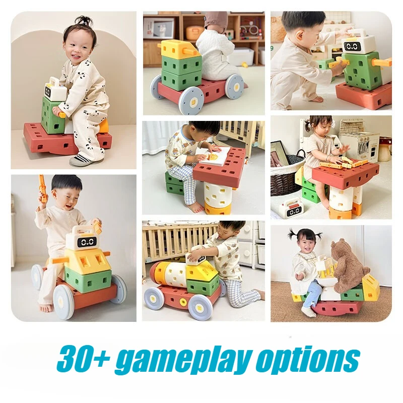 Large Building Block Children Educational Car Toy Model Creative Kids Construction Assemble Building Blocks Playroom Fun Gift