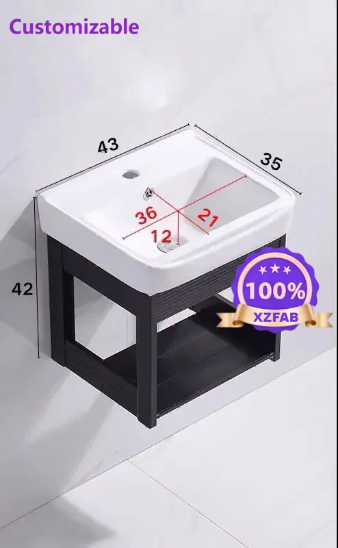 Factory Direct 2026 Nordic ceramic wash basin household wall-mounted washbasin cabinet combination small apartment bathroom view 5