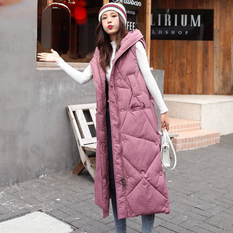 

Fashion Winter Women's Coat Padded Jacket Hooded Long Vest Loose Warmth Jacket Free Shipping Wholesale Waistcoat Stop New