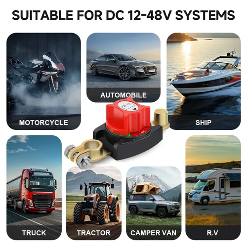 Imagen 2 del producto Aislador de coche de 12-48V, interruptor giratorio de desconexión, interruptor maestro de corte de energía de batería de encendido/apagado de 275A, aislador de desconexión para coche, RV y barco