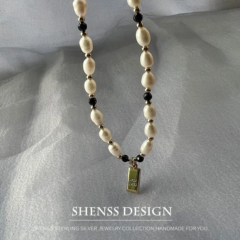 Natural Freshwater Rice Pearl, Rice Pearl, Zircon Necklace, Solid and Candy Colors