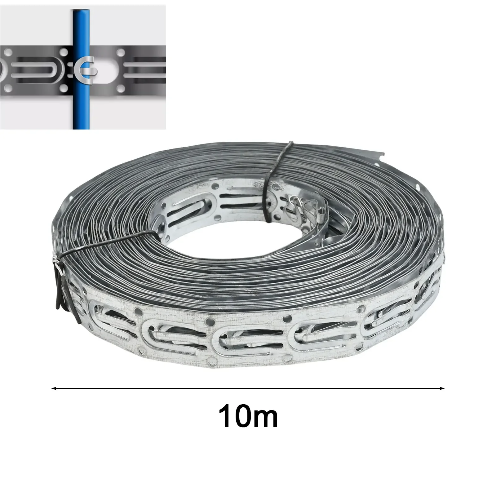 1pc 10m Cinghie per cavi per riscaldamento a pavimento Acciaio zincato Clip per riscaldamento a pavimento Cavi per riscaldamento Accessori Clip per cavi per grondaia sul tetto