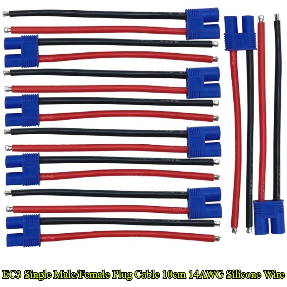 EC3 Male Female Bullet Connector Plug Pigtail Cable Length 10cm 14AWG Silicone Wire for RC Lipo Battery Toy FPV Car Boat