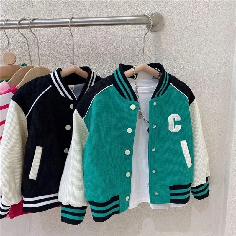 Fashion Baby Girl Boy Baseball Jacket Zipper Infant Toddler Child Bomber Coat Autumn Spring Baby Outwear Baby Clothes 1-10Y