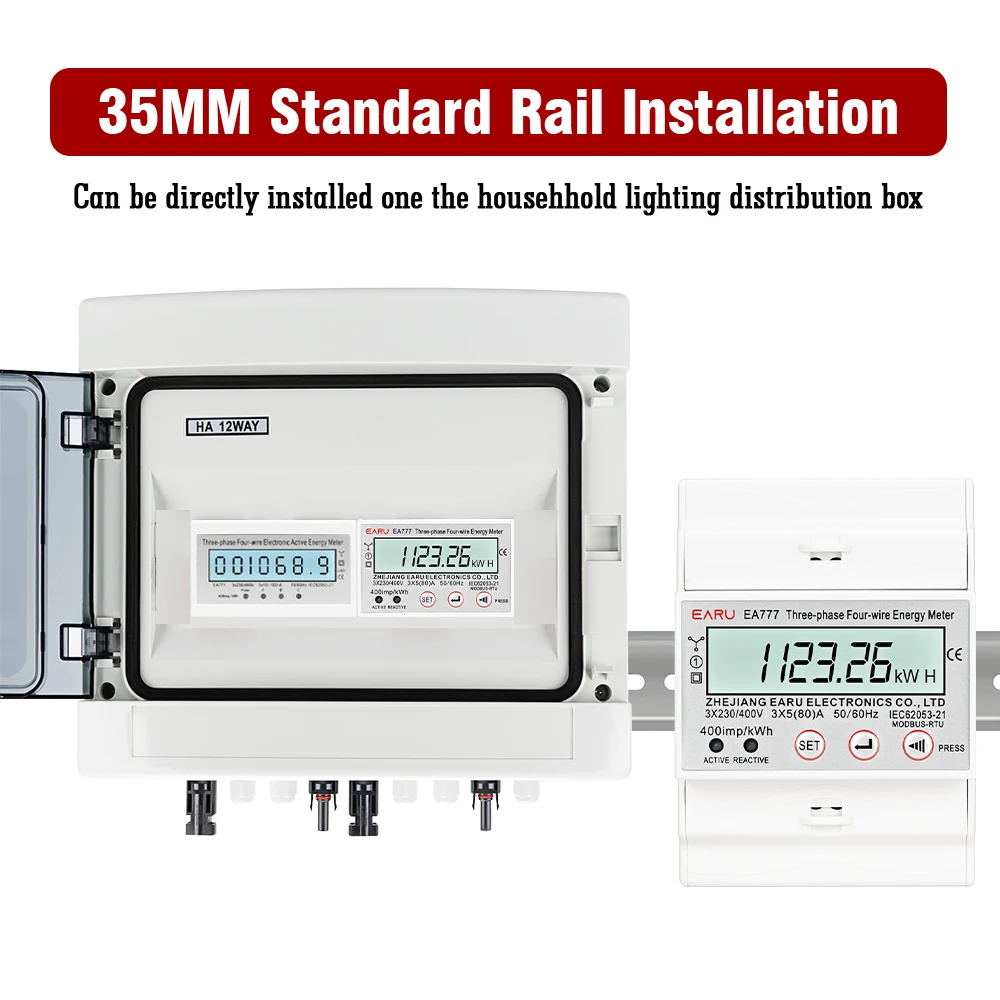 EARU Dreiphasiger Digitaler Bidirektionaler Stromverbrauchsmesser kWh Elektrizitätsenergie-Monitor mit RS485 LCD-Hintergrundbeleuchtung – Detail 13