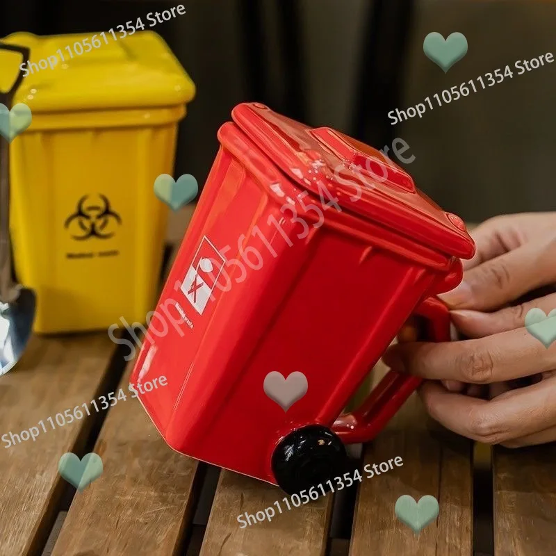 400ml Creative Trash Can Ceramic Mug Ins High Aesthetic Mugs Birthday Funny Gift Dormitory Student Water Cup Drinkware