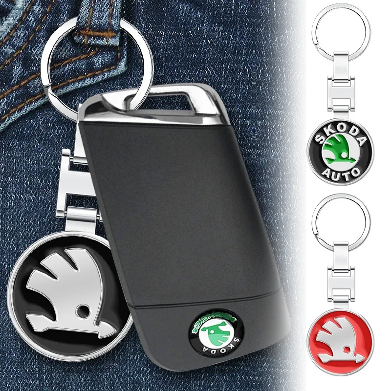 Alloy Car Key Chain Key Ring for Skoda Rapid Kodiaq Octavia Fabia 2 1 A7 Tour RS Yeti Karoq Superb Kamiq Kodiak Chrome Keychain