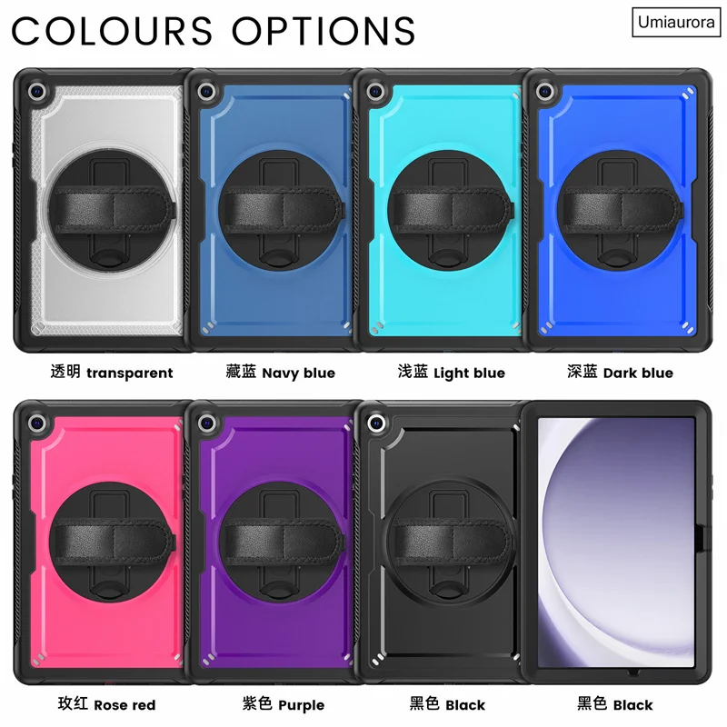 

Противоударный чехол-подставка для планшетов Samsung Tab A11 8.7" (SM-X130) и A9+ Plus 11 дюймов (SM-X210, SM-X230) с ремешком на руку, защитный чехол-броня (Funda)