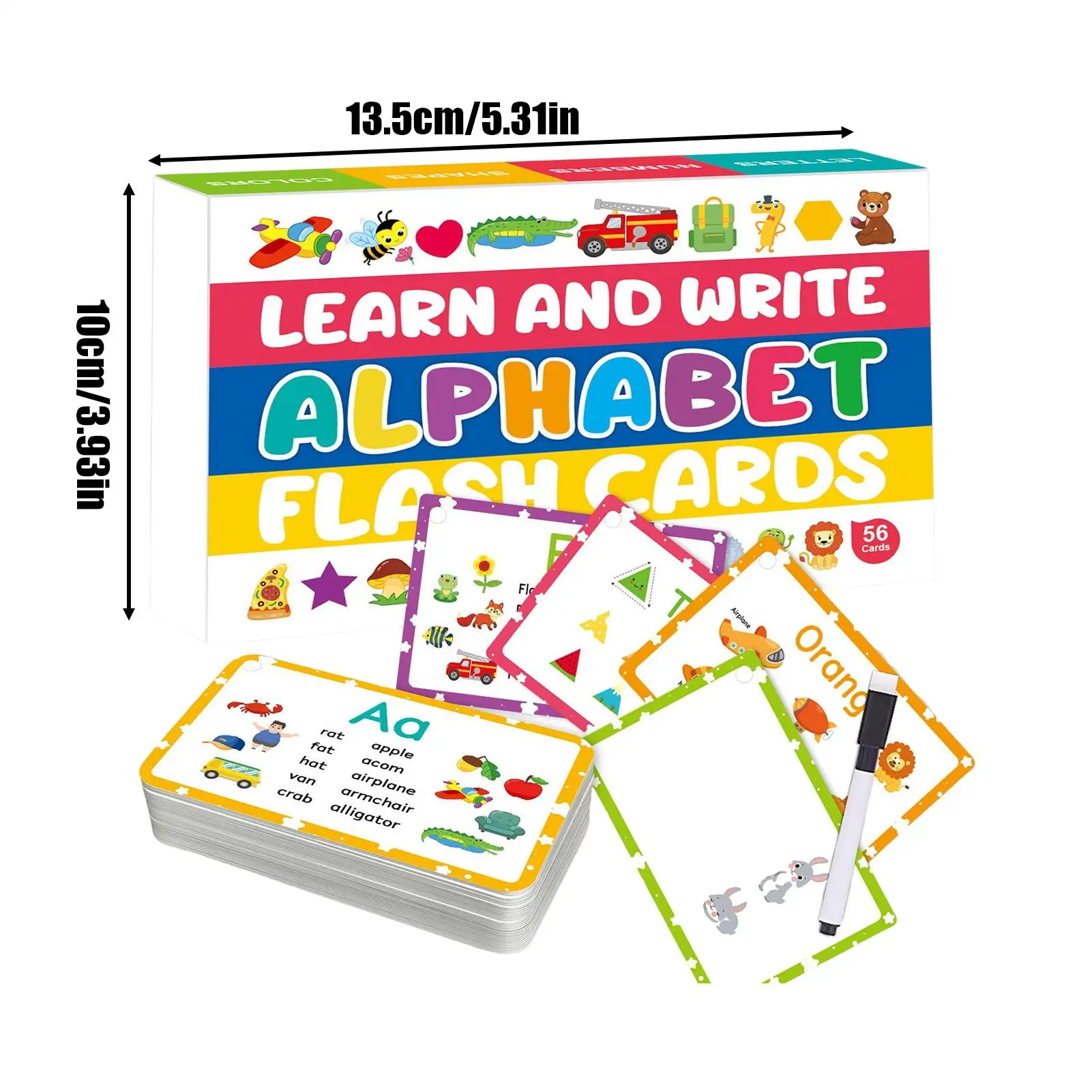 Lernkarte für Alphabet-Lernkarte, bunte Buchstaben-Lernkarte für Vorschul-Lernkarten zur Alphabeterkennung, Lernkarten für den Kindergarten