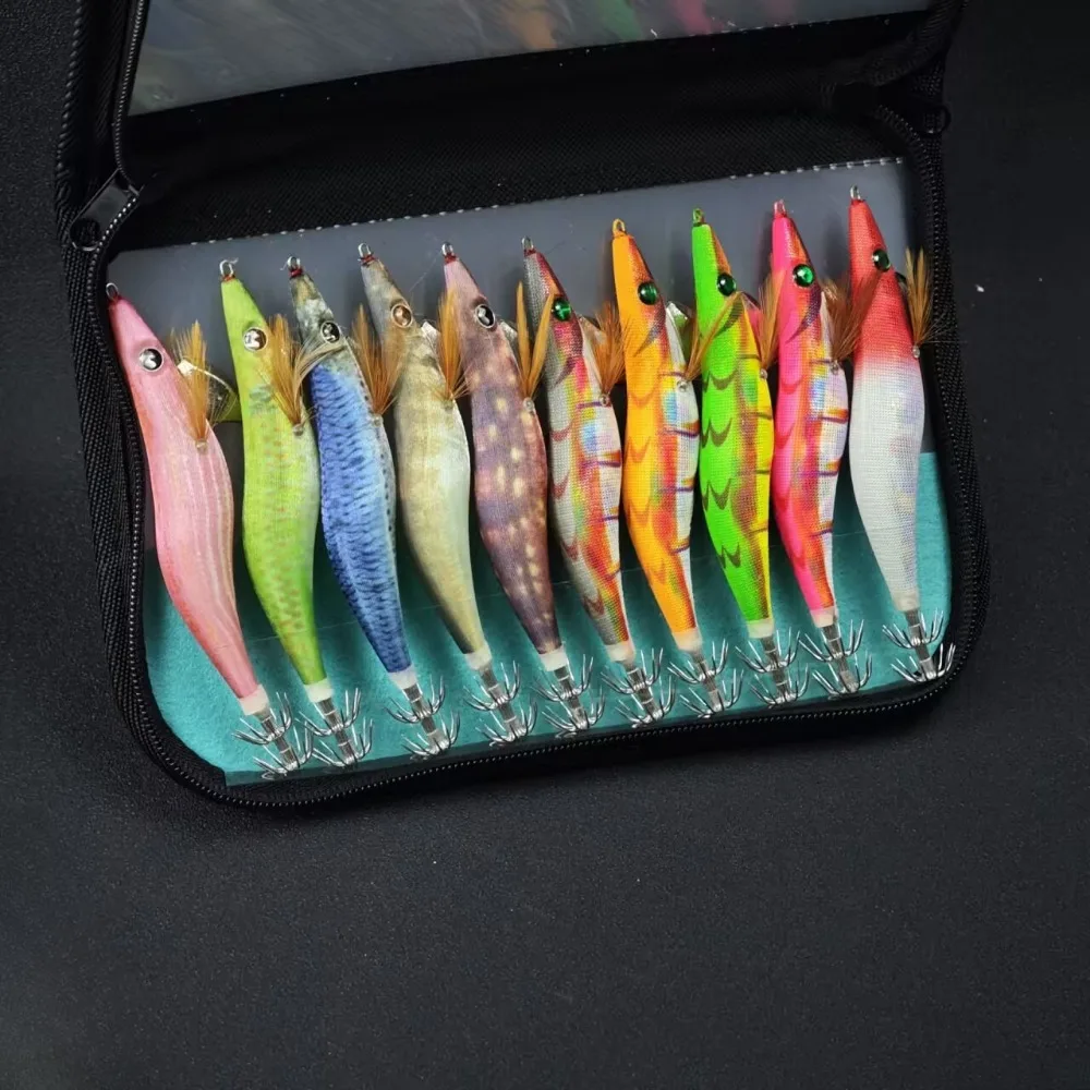 Ackibbik 10 قطعة/المجموعة/المجموعة توهج الروبيان الحقيقي الصيد السحر خطاف على شكل سمكة السحر المياه المالحة الروبيان الطعم السنانير الحبار الصيد اكسسوارات #4