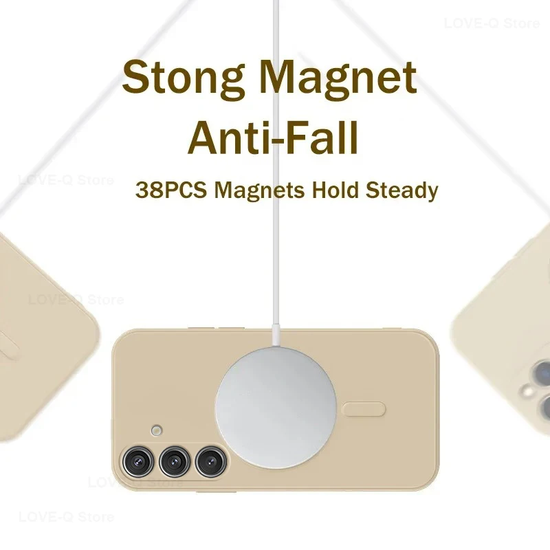 For Magsafe Magnetic Wireless Charge Case For Samsung Galaxy S25 S26 S24 S23 S 25 Ultra Plus FE Soft Cases Liquid Silicone Cover 썸네일 3